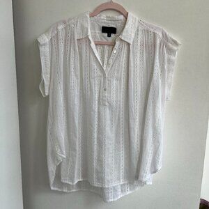 Nili Lotan Eyelet Sleeveless Button Down Shirt